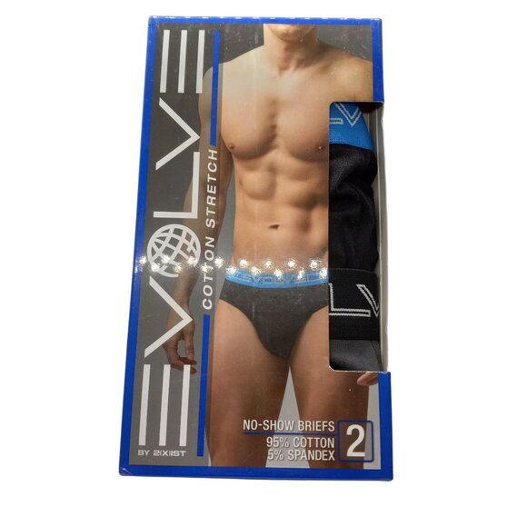 Evolve Size Small 2 Pack No Show Briefs Cotton Stretch Black Blue NEW - Picture 1 of 5